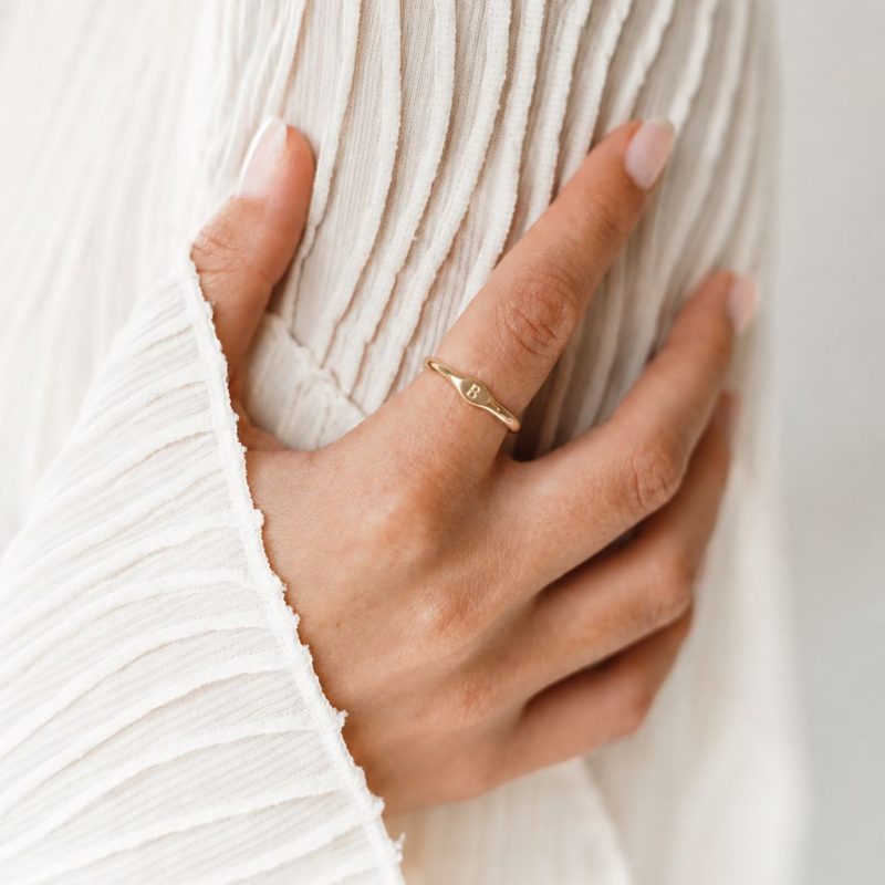Dainty Initial Signet Ring